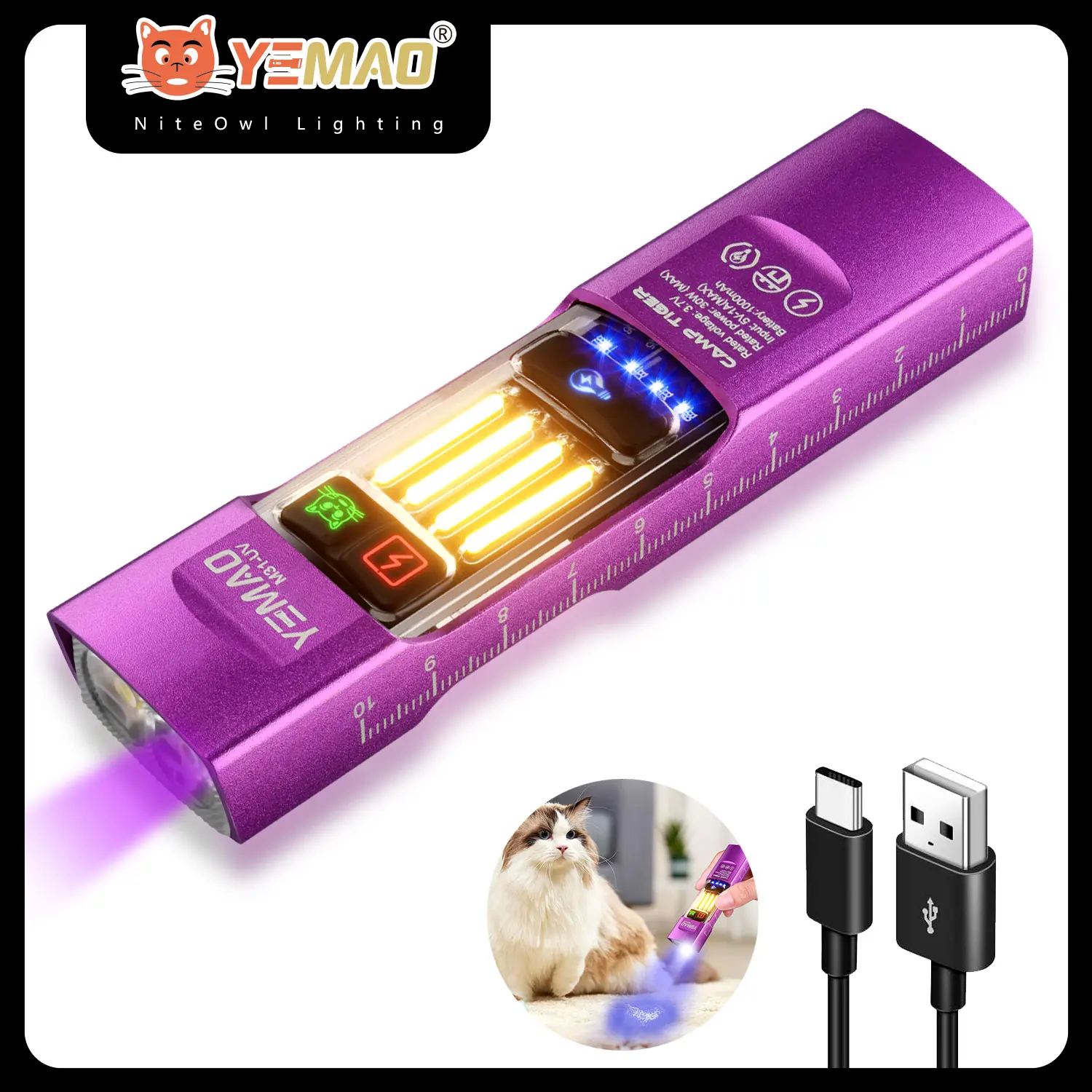 

YEMAO M31 Rechargeable LED Flashlight Rechargeable MINI Pocket Flash Light with Magnetic floodlight for Outdoors Emergency Work