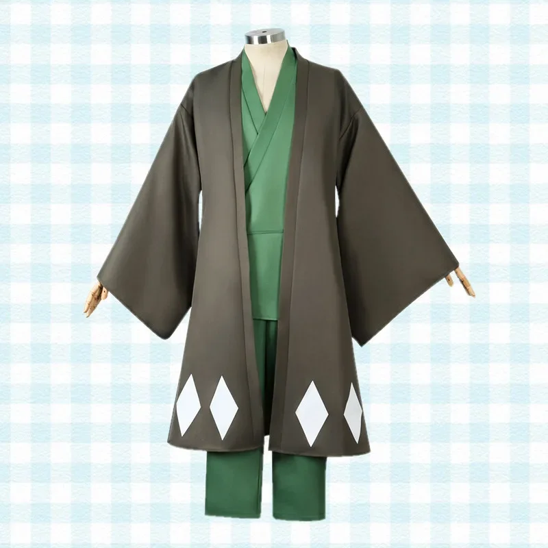 Anime Urahara Kisuke Gotei 13 Cosplay disfraz peluca zapatos Kimono Halloween para hombres mujeres traje completo (capa, camisetas, pantalones y sombrero)