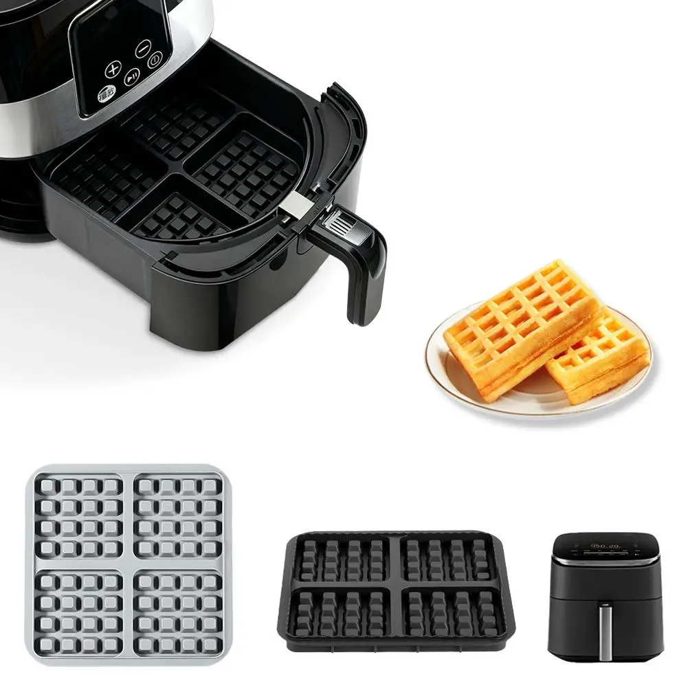 For Air Fryer Silicone Waffle Mold Non Stick Baking Tray Reusable Square Pancake Maker Tool Kitchen Pastry Bakeware Accessory