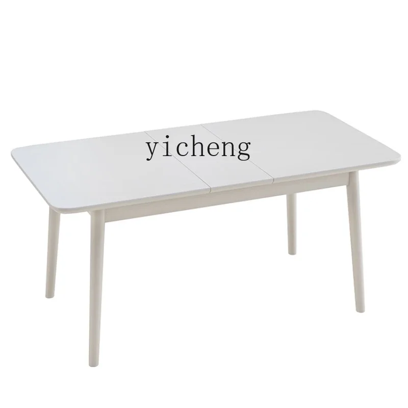 

ZF Retractable Stone Plate Dining Table Pure White New Folding Oak Rectangular