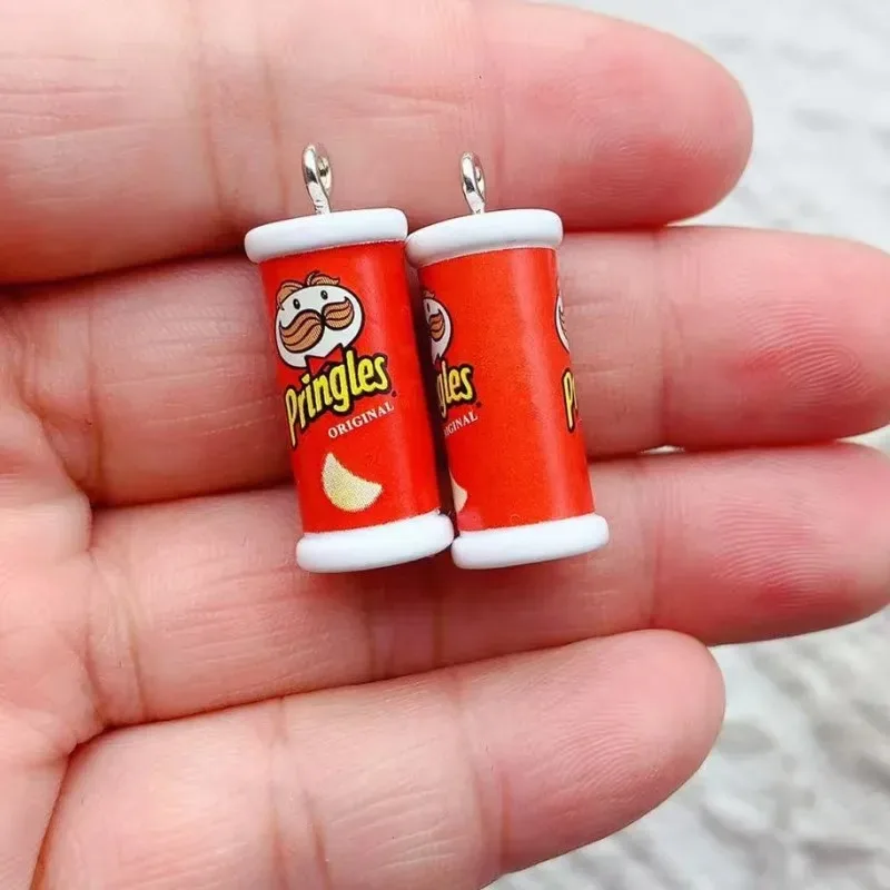 10 قطعة محاكاة صندوق رقاقة البطاطس ثلاثية الأبعاد دلايات للقلادة مجوهرات يدوية الصنع لسلسلة مفاتيح قلادة القرط