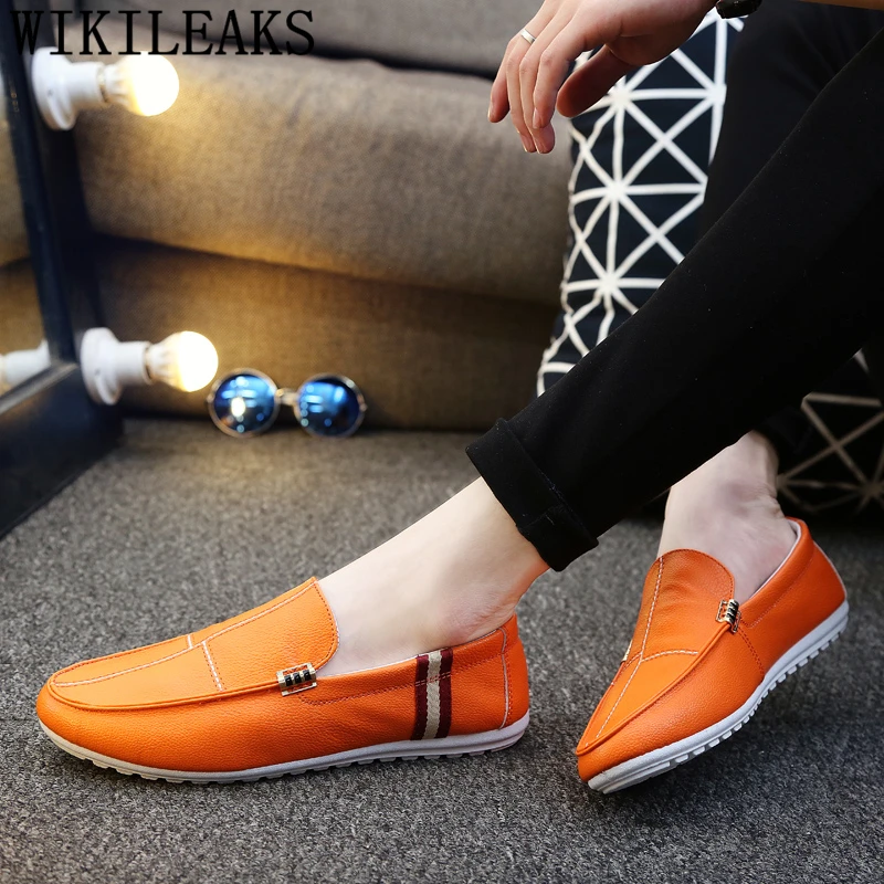 Flat Shoes Men White Driving Shoes Italian Mens Casual Shoes Hot Sale Mens Loafers Leather Sepatu Pria Kulit Asli Tenis Masculin