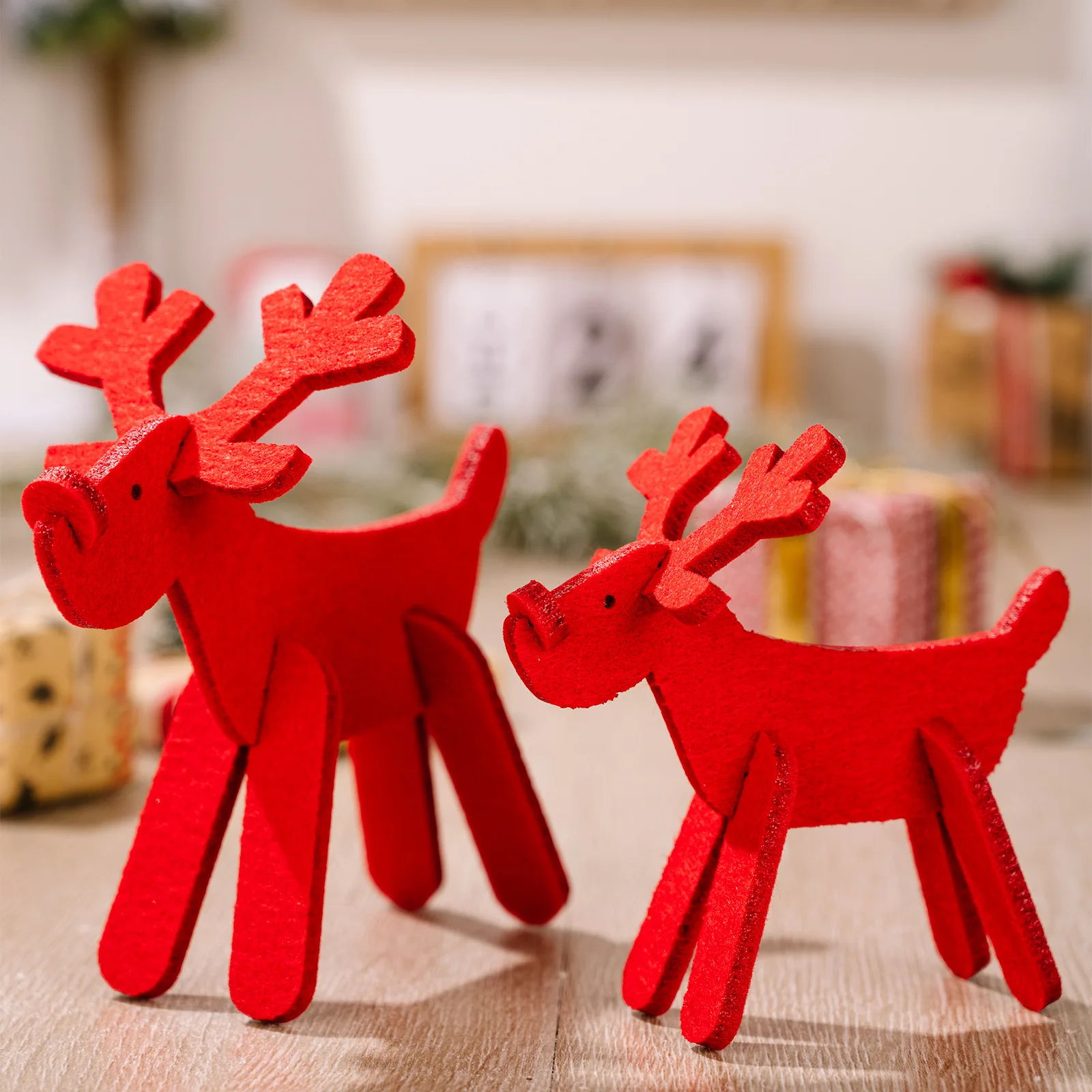 Haupai cross-border new Christmas decorations non-woven elk decoration red DIY deer antler decoration