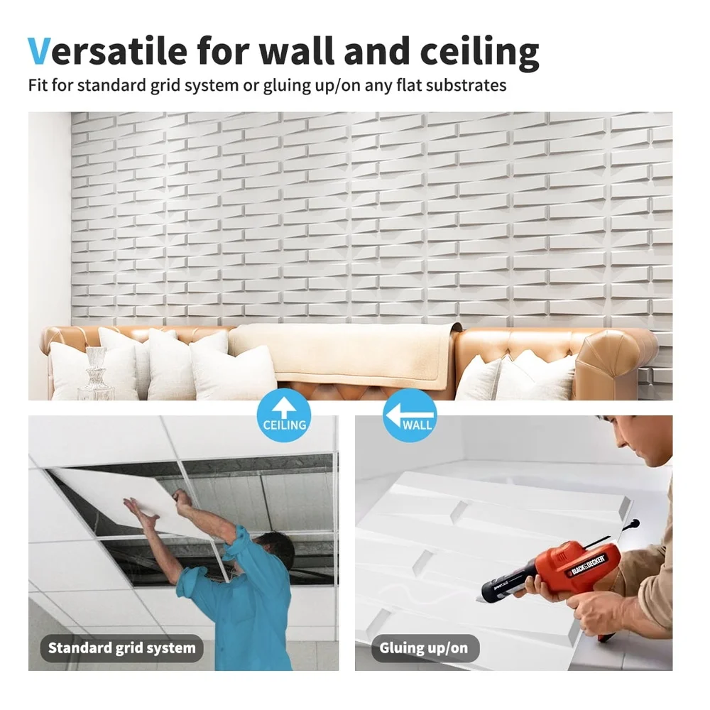 Paneles decorativos de PVC 3D, paquete de 12, decoración interior resistente al agua, paredes y muebles para el hogar de estilo moderno