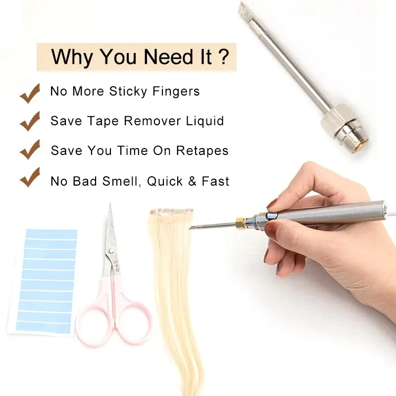 

Electric Tape Remover Plug-in Working No Battery Flat Soldering Tip Tape wig tools Extensions Remover Electric Hair Remover 5V2A