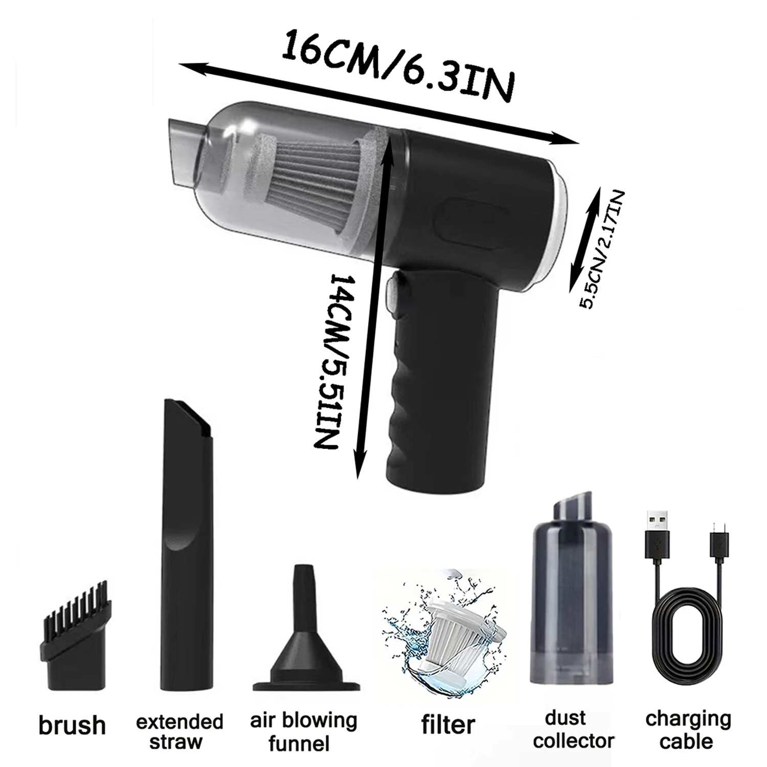 Electric Pet Hair Cleaner Household Vacuum Cleaner Handheld Vacuum Cordless Pet Hair Remover All-in-One Car Portable Vacuum - view 6