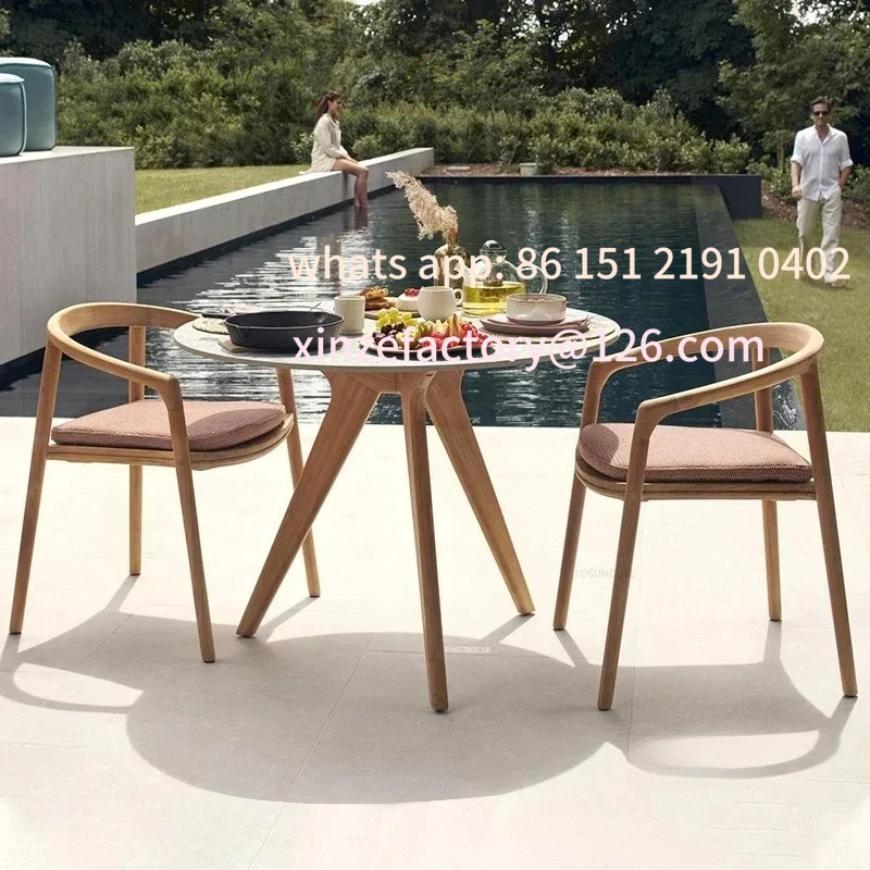 Customizable Leisure Solid Wood Garden, Furniture Sets Patio Simple,Balcony Three Piece Set,Nordic Creative Home Armchair Outdoo