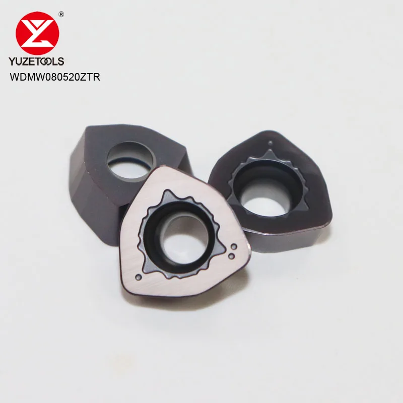 YUZE Alat CNC WDMW080520ZTR Pemotong Wajah Tunggal Karbit Maju Cepat Ke Sisipan Penggilingan untuk SKS08 Tempat Alat Cor Baja Tahan Karat