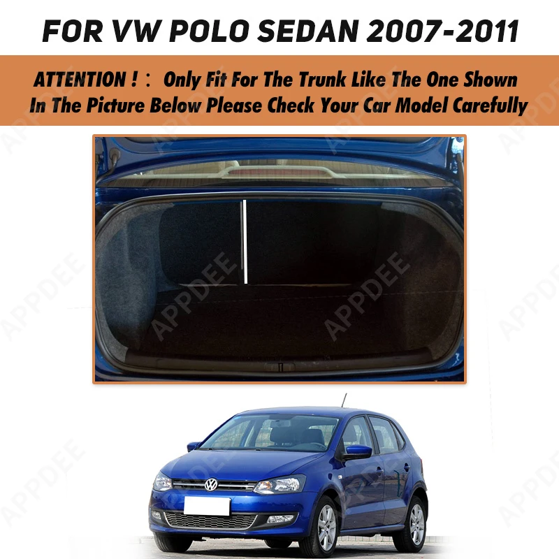 Full Coverage Trunk Mat For VOLKSWAGEN VW Polo Sedan 2007-2011 10 09 08 Car Boot Cover Pad Interior Protector Accessories