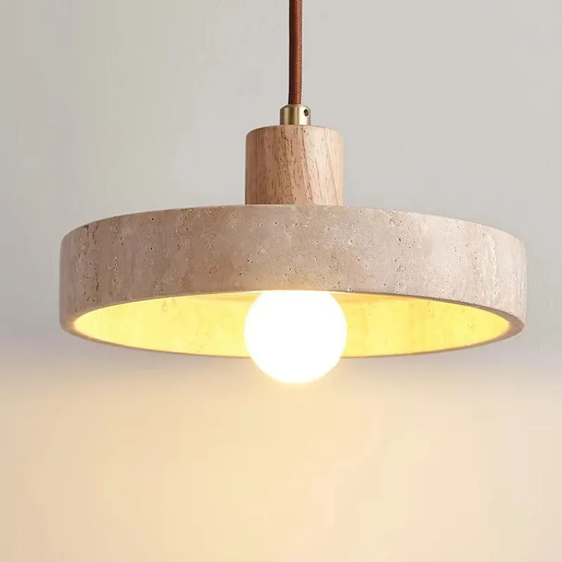 Japanese Wabi-Sabi Style Yellow Travertine LED Pendant Light 3CCT-Nordic Style For Restaurant Bar Homestay Guest Room Lighting