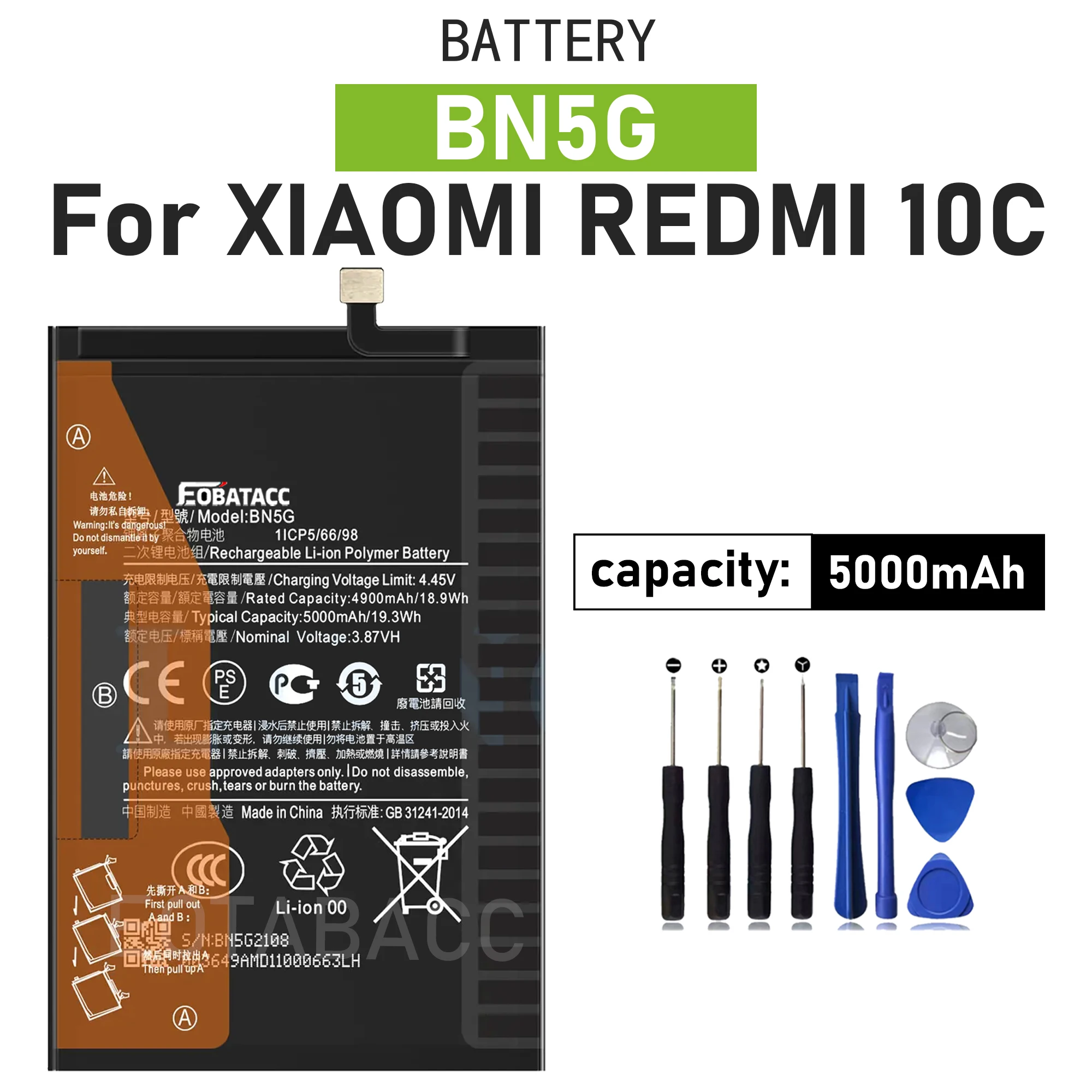 

2025 Years 5000mAh Original Battery BN5G For Xiaomi Redmi 10C High Quality Replacement Smart Phone Battery In Stock