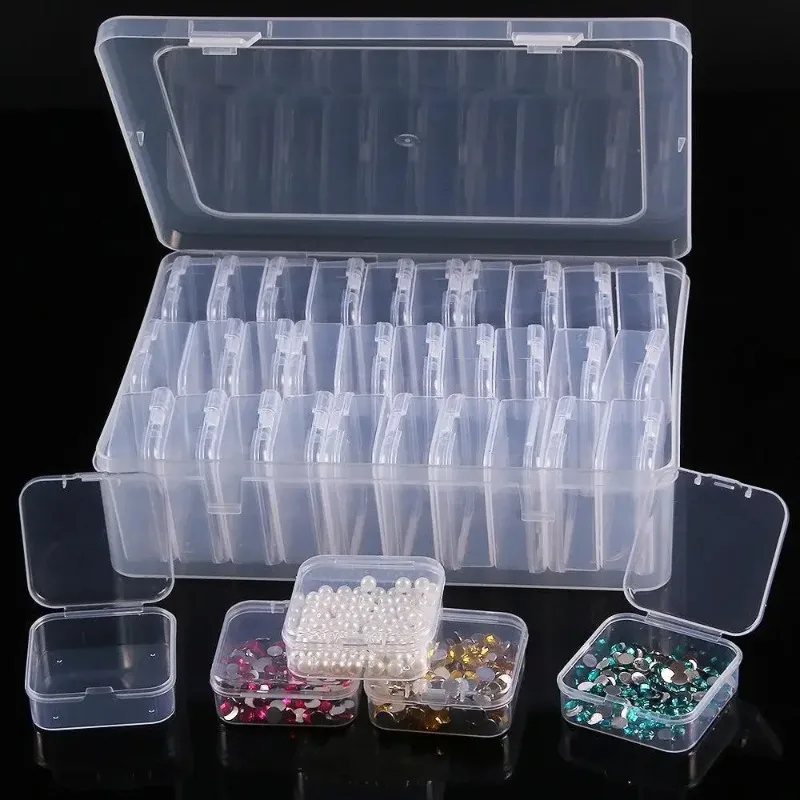 Caixa de Armazenamento Plástica Transparente para Miçangas, Organizador de Mesa para Fabricação de Miçangas, Embalagem Separada para Acessórios de Joias