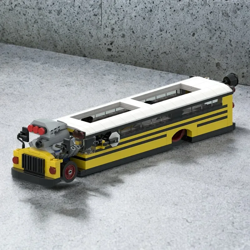 Bloques de Construcción MOC de 393 Piezas, Autobús Escolar Educativo Express de 8 Pulgadas de Ancho, Modelo Modular de Autobús, Bloques de Construcción DIY, Juguete de Regalo