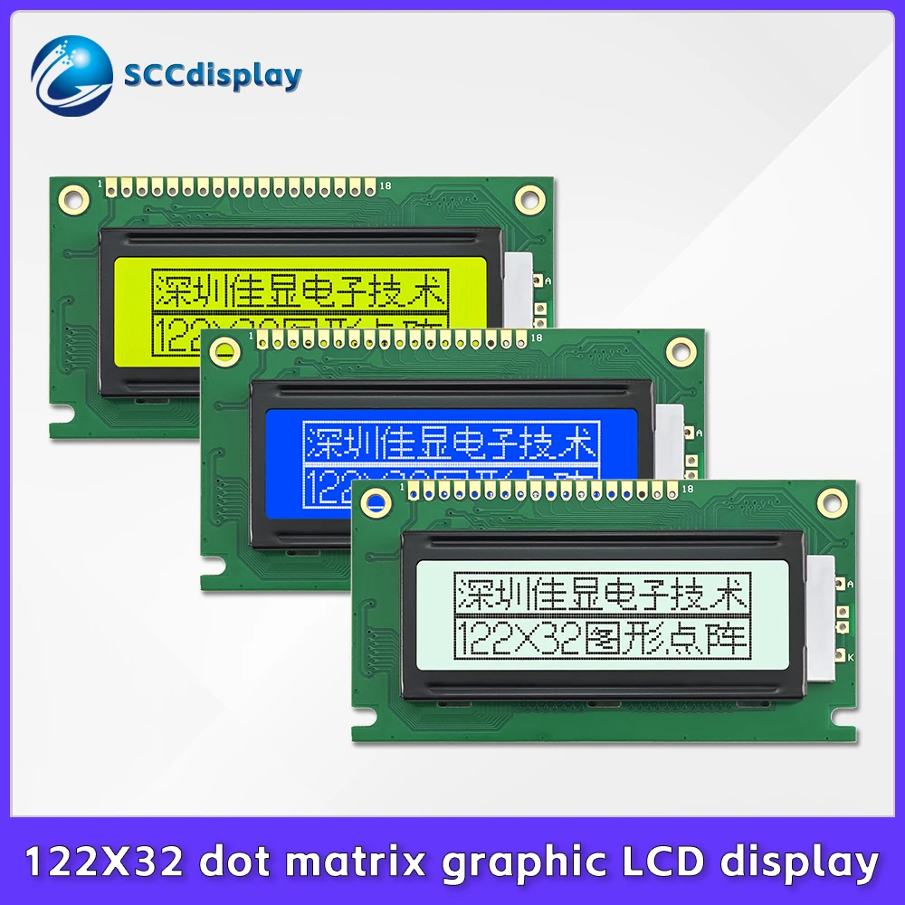 Industrial-grade LCD12232 liquid crystal display screen JXD12232B monochrome 122*32 graphic dot matrix LCM display module