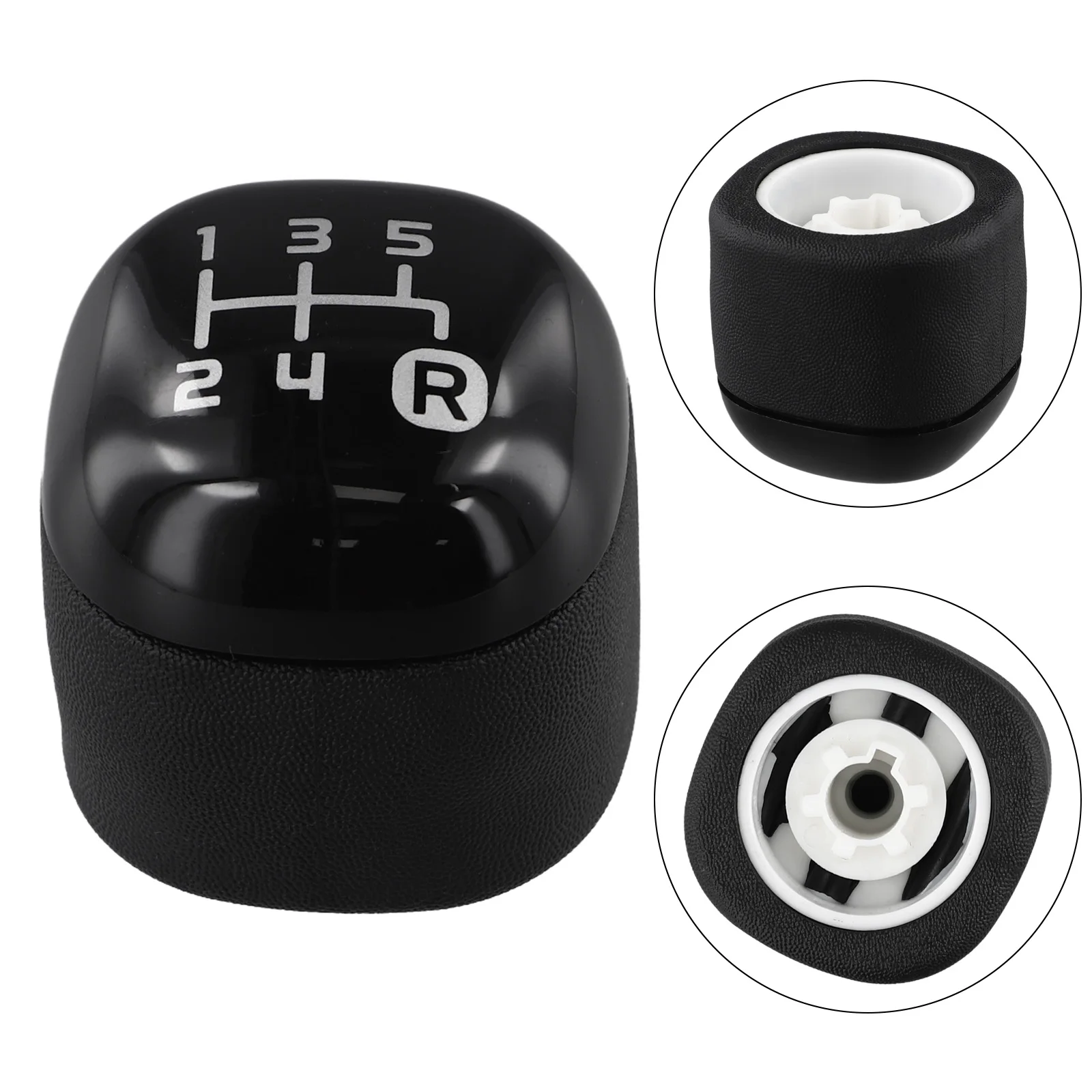 

Gear Knob Stick Button Gear Shift Knob Shifter Lever Stick Knob Bushing Dust Cover For Fiat For Panda From 2012 - Black 5-Speed