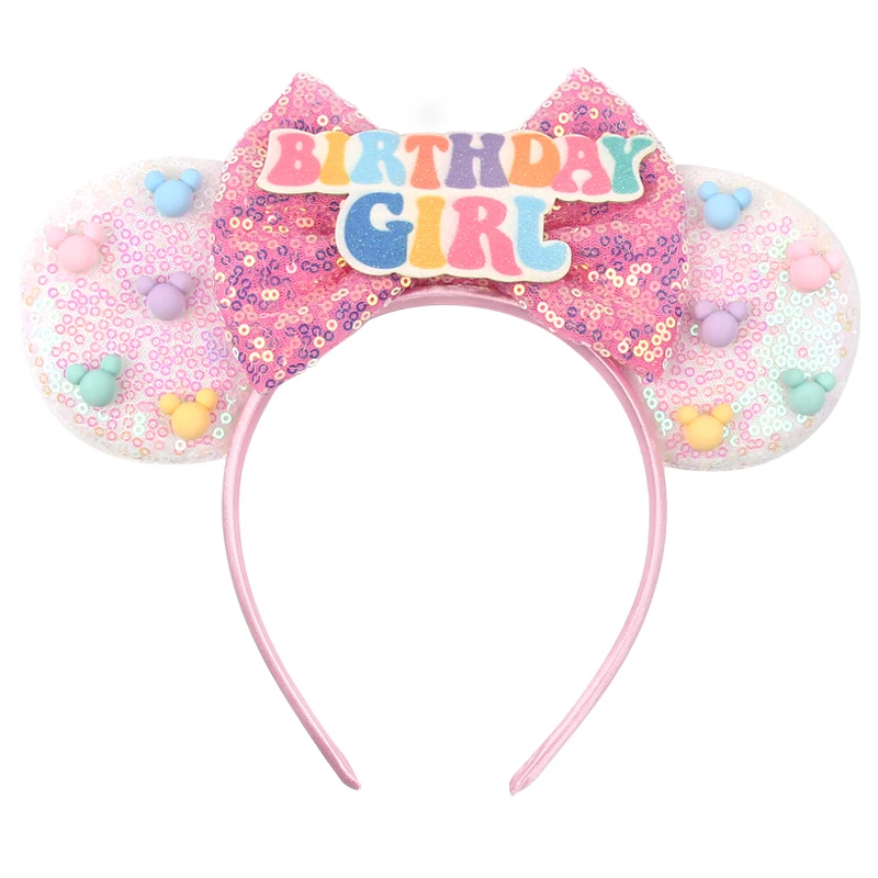 Girls Boys Happy Birthday Disney Mouse Ears Hoofdband Voor Meisjes Lovertjes Haarband Festival Feest Cosplay Diy Haaraccessoires