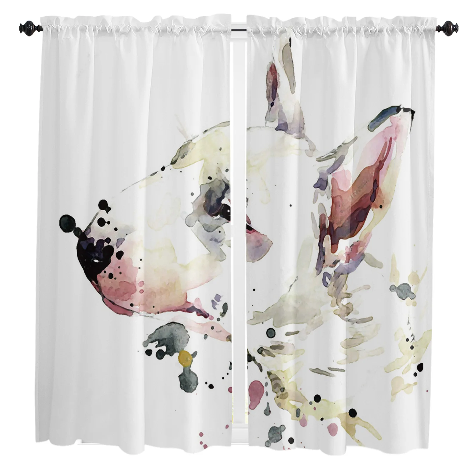 Bull Terrier Puppy Curtains for Living Room Bedroom Curtains Kitchen Curtains for the Kids Room Window Treatments Drapes