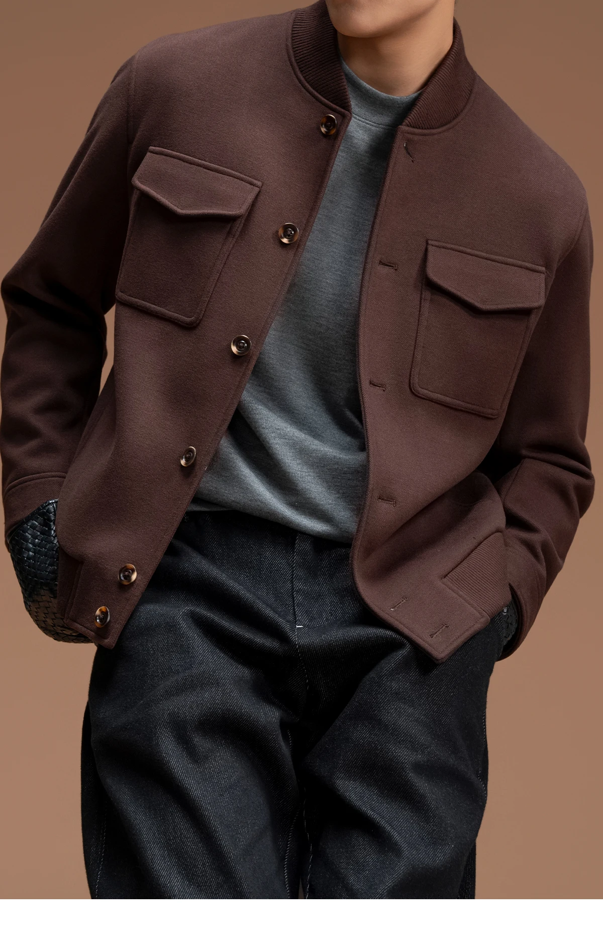 سترة رجالية جديدة للربيع والخريف، سترة كاجوال خفيفة فاخرة وبسيطة بياقة واقفة