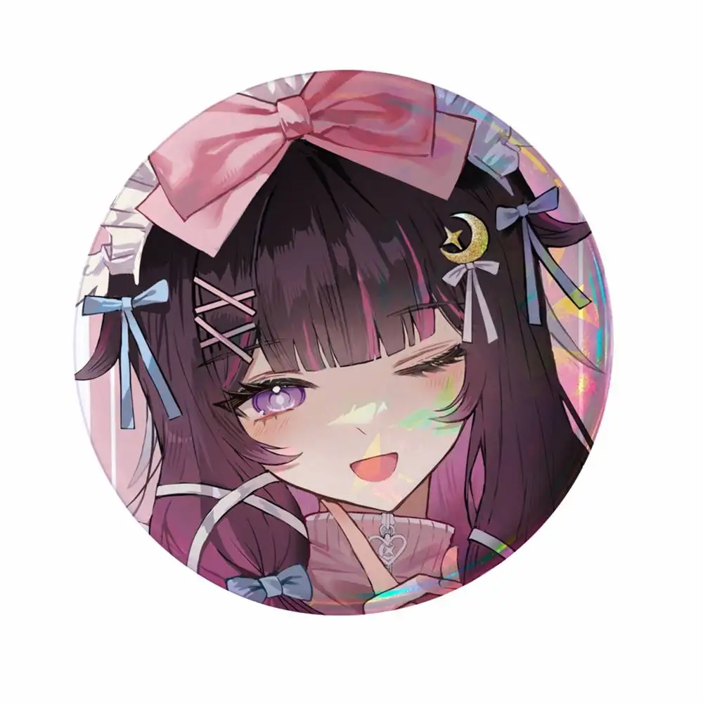 Columbina Handmade Style Anime Circular Button Pin, 58mm Tinplate Brooch Badge, Fashion Accessory For Backpacks & Cosplay