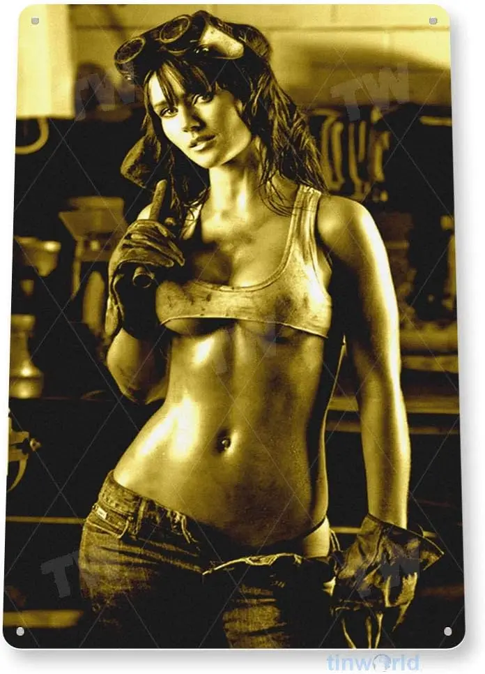Tin Sign Hammer Time Pin-Up Girl Auto Machine Shop Garage Welding Hot Rod Metal Sign Decor B501
