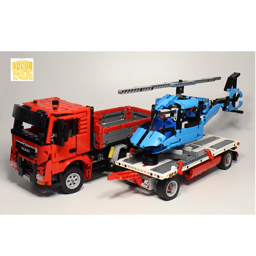 MOC-39005 M-T Helicopter Transport Truck Model With PDF Drawings Building Blocks Bricks DIY Toys Birthday Christmas Gifts