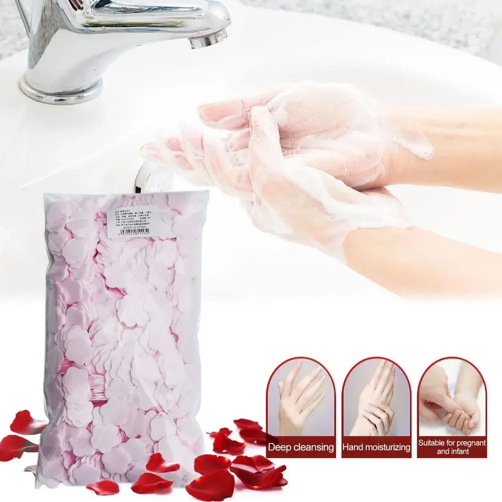 1000pcs Clean Petals Perfume Disposable Hand Hand Rose Mat Soap Flakes Student Family Travel Whitening Paper Soap Care Sheet