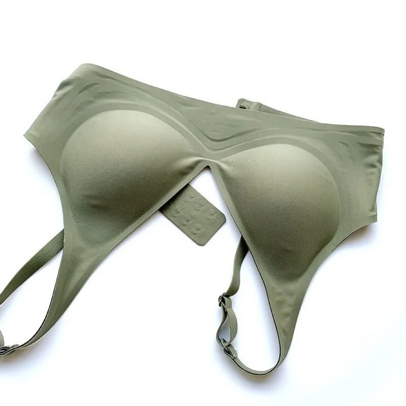Sexy Nahtlose BHs für Frauen, Drahtlos, Push-Up-BH, Tiefer V-Ausschnitt, Lingerie, U-Rücken, 2-Haken-Unterwäsche, Intimates, Größen S-5XL – Detail 8