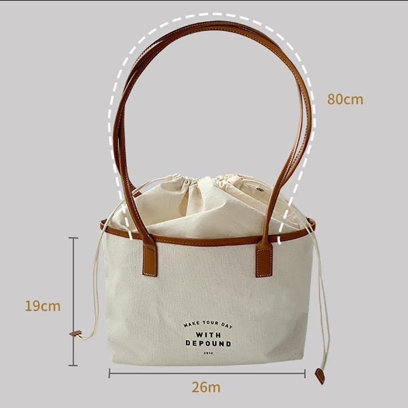 Casual Crossbody Bags for Women Shoulder Bag Canvas Draw Rope Sack Retro Underarm Bag Solid Color Drawstring Designer Hand Bag