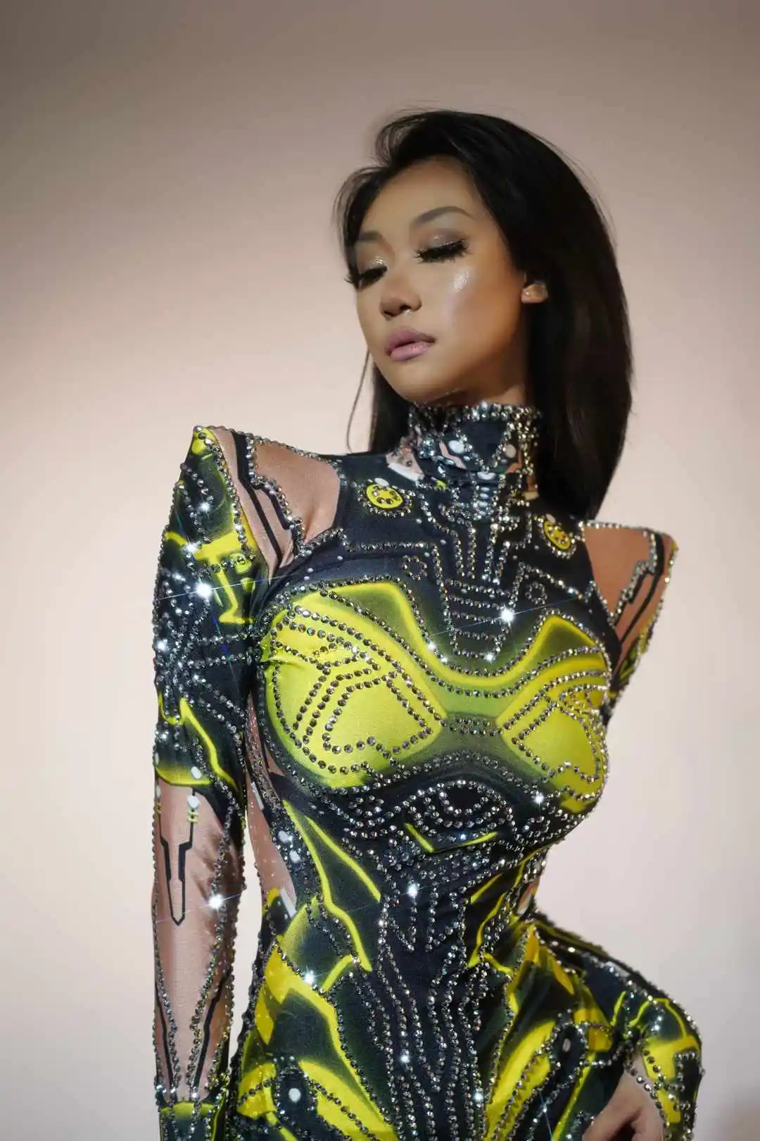 

Women Halloween Goddess Senior Las Vegas Show Cheerleading Stage Bodysuits For DJ DS Gogo Nightclub Drag Queen Costume