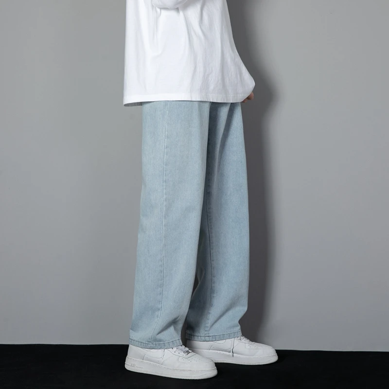 Unbranded Korean Casual Wide Leg Jeans Light Blue 3