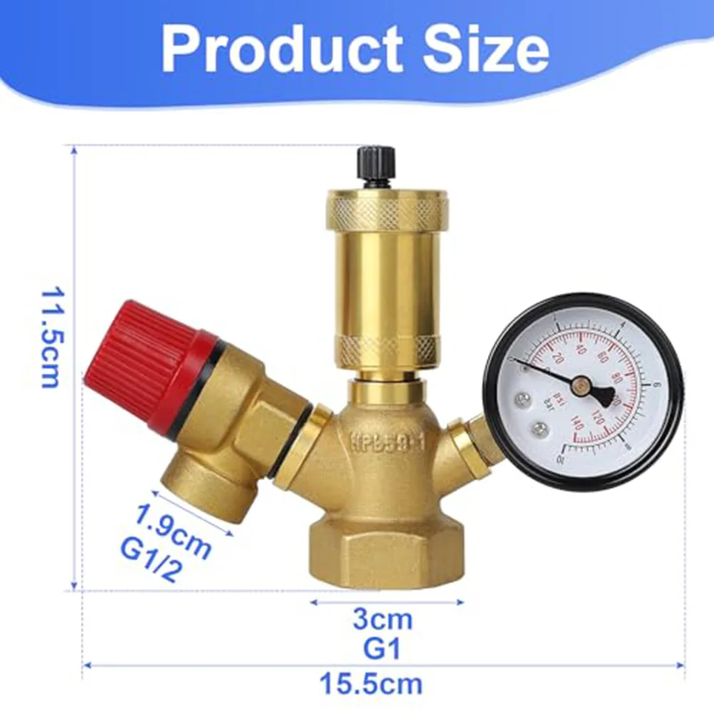 Simplified Operation Complete Brass Boiler Safety Assembly Featuring Effective Automatic Pressure Release Mechanism