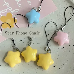 Fashion Candy Color Star Phone Strap Universal Resin Keychain Pendant Couple Telephone Case Jewelry Lanyard Decoration