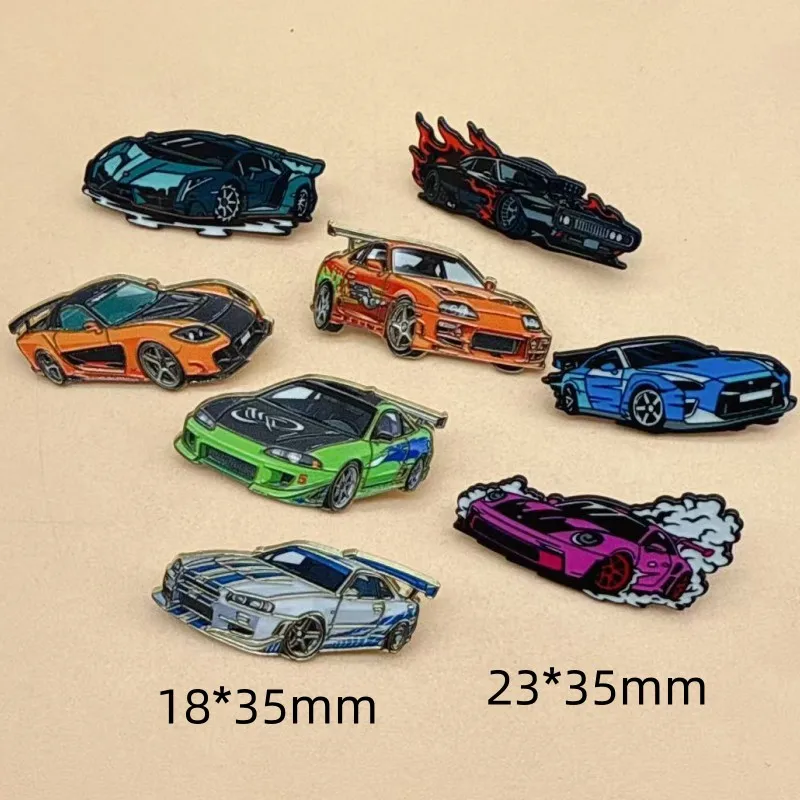 8pcs Race Car Brooch Enamel Pins Fantasy Movie Metal Brooches Clothes Lapel Badge Retro Jewelry Accessories Gifts for Friends