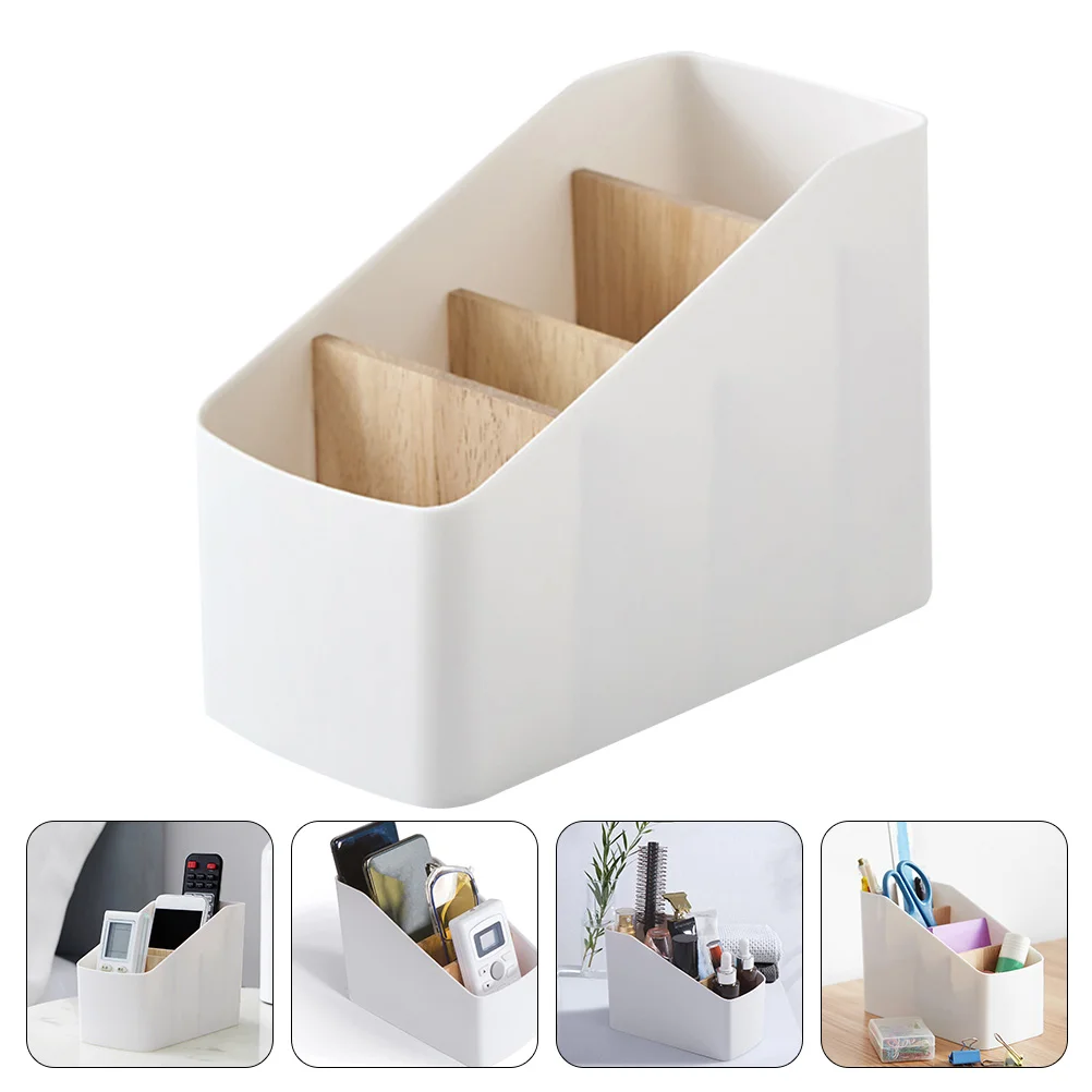 

Remote Control Storage Box Holder Sundries Case Desktop Simple Household Stationary Organizer Wood Remote-control