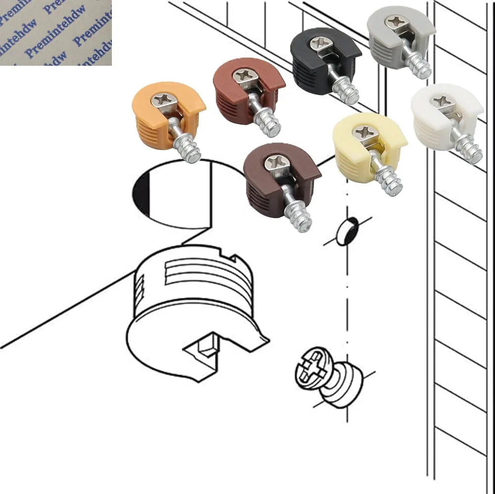 100Pcs Flush Cam Locking Cabinet Shelf Stud Pin Connector For Bookshelf Cupboard Closet