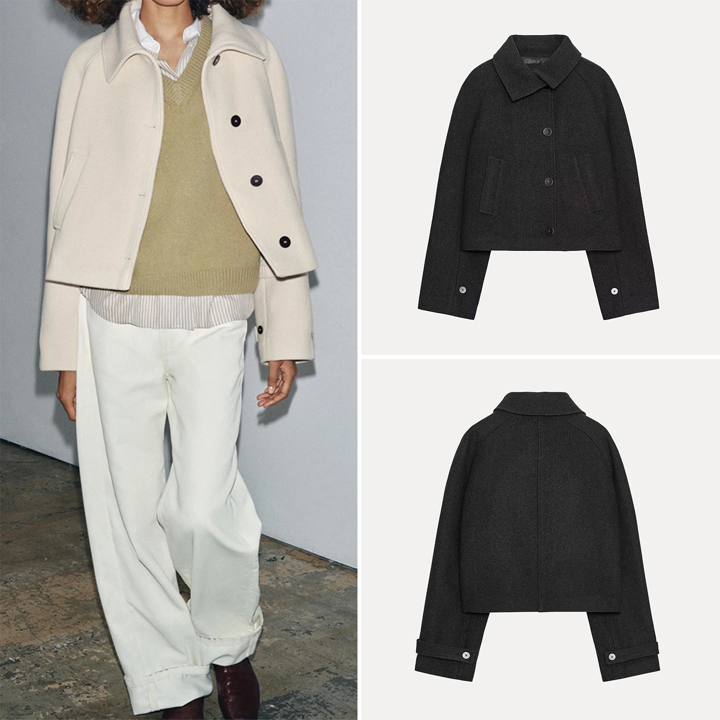 

Z 2025 New Faion ort Woolen Jaet Casual Turn-down Collar Women's Coat Ele Autumn Season Ladies Faion