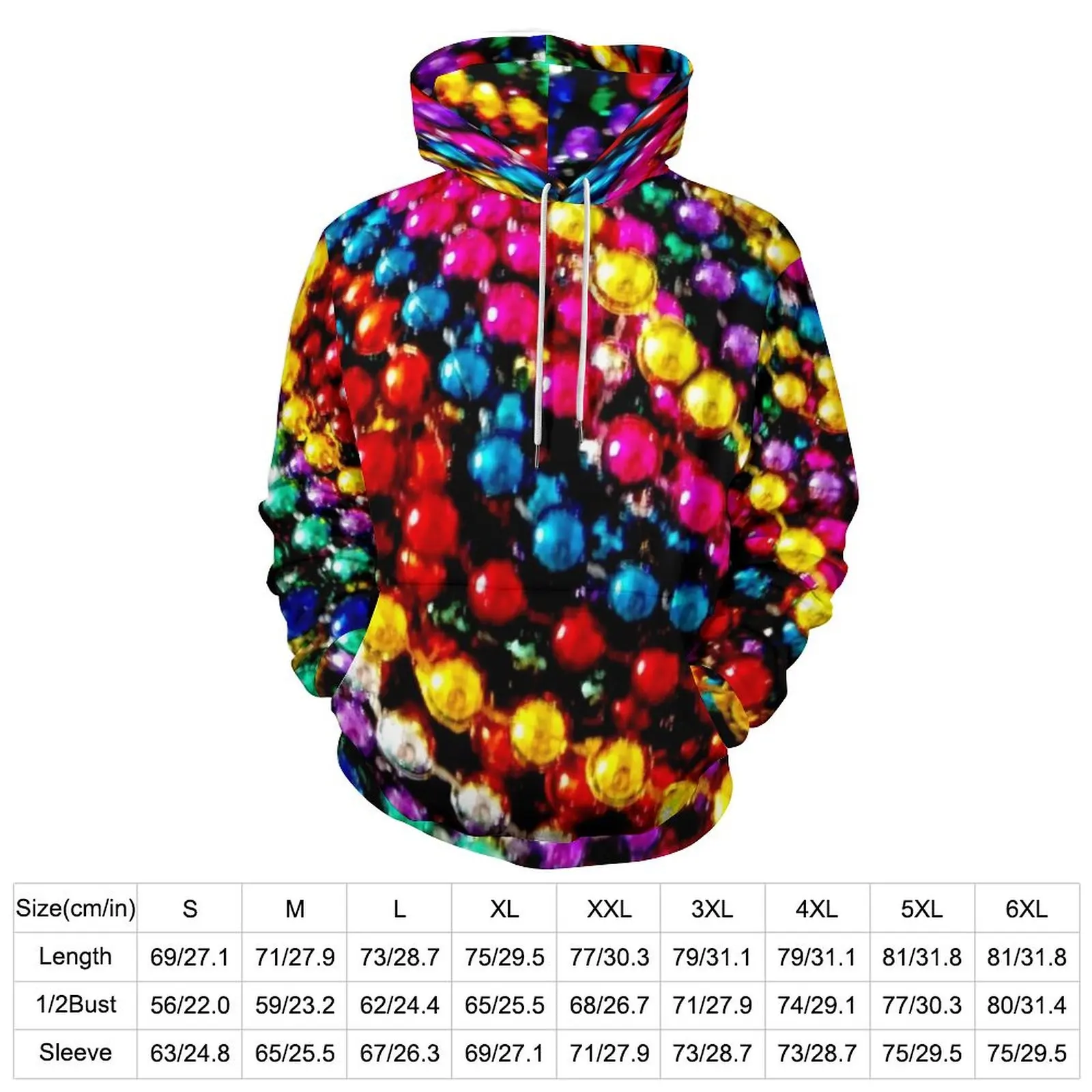 Mardi Gras Beads Casual Hoodies Modern Art Print Street Wear Hoodie Male Long-Sleeve Retro Custom Sweatshirts Plus Size 4XL 5XL