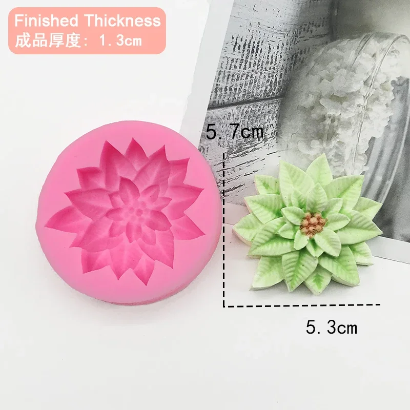 New Holly Leaf Silicone Mold Cake Baking Christmas Decoration Tool Chocolate Soap Red Fruit Flower Candle Mould Kitchenware DIY