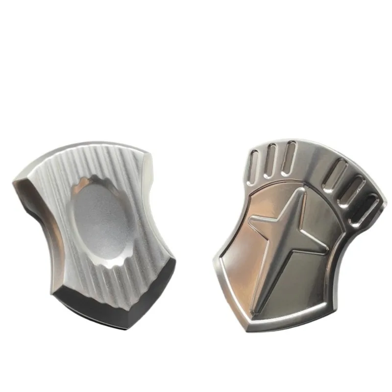 Premium EDC Stainless Steel Battle Shield Push Coin - Mechanical Tactile Click Stress Relief Spinner for Men with Fidget Design