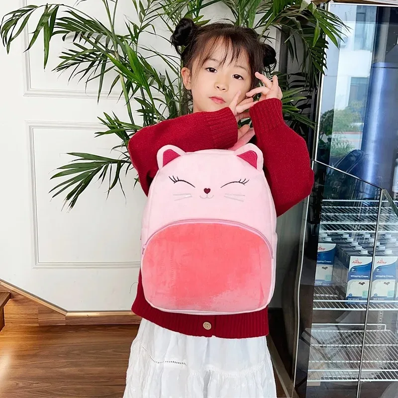 Plecak z kreskówkowym kotem z możliwością personalizacji imieniem dla dziewcząt, haftowany tekst, idealny do szkoły/podróży na zewnątrz, torba rekreacyjna i na powitanie w nowej szkole.