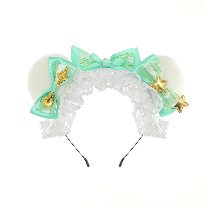 أنيمي لوليتا تأثيري الحيوان عقال لطيف أفخم آذان القط تكدرت شريطة من الدانتيل Bowknot جرس الشعر هوب حفلة تنكرية خوذة