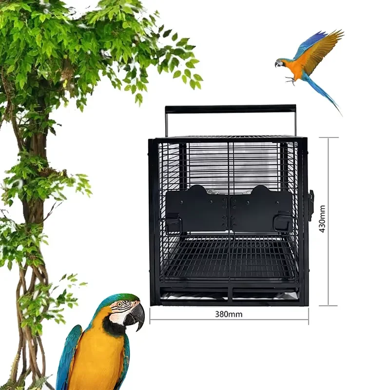 

YOELLEN for Hand-held Portable Black Stainless Steel Iron Breathable Horizontal Sliding Quadrate Pet Cage Wholesale Low Price