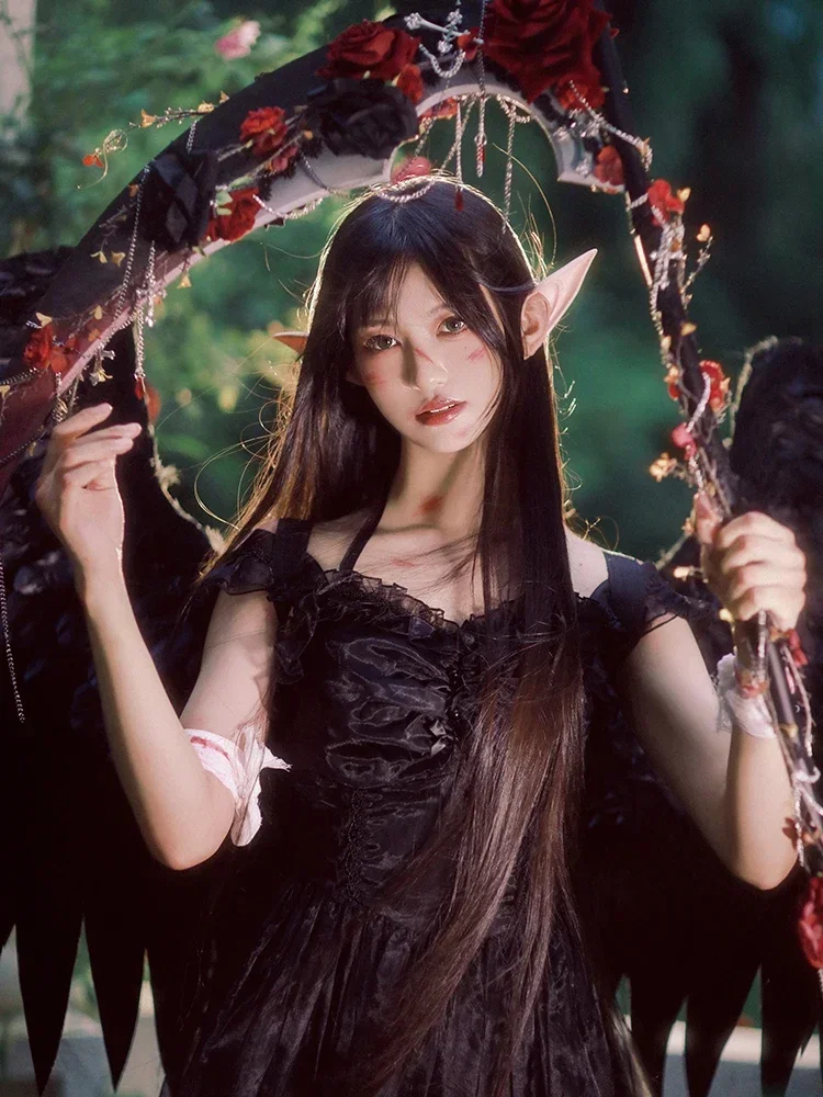 

[Death scythe] hexagram original lolita handmade halloween lo goth dark rose scepter props
