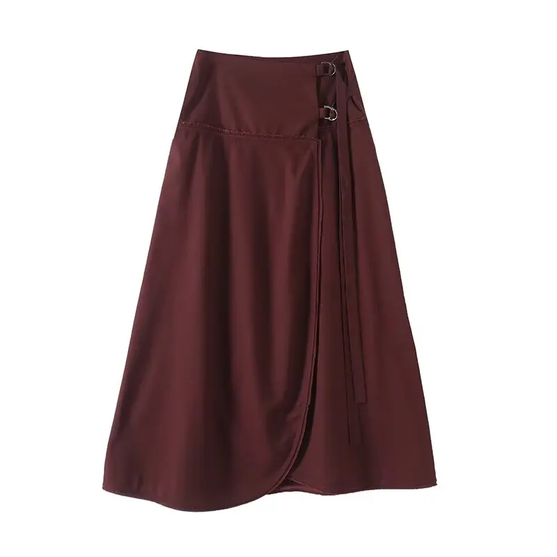 

Women's Half length Skirt with Buckle and Strap Up High Waist and Slim Look Summer New Half length Skirt