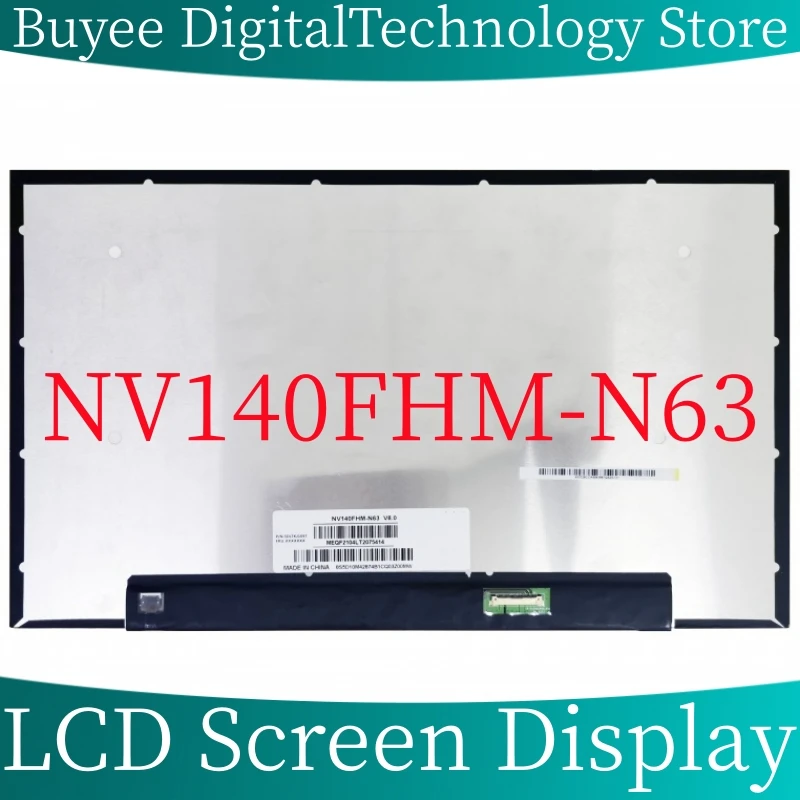 

14" Original NV140FHM-N63 Laptop LCD Screen Panel NV140FHM N63 LED Display Monitor 1920X1080 FHD 30Pins Replacement