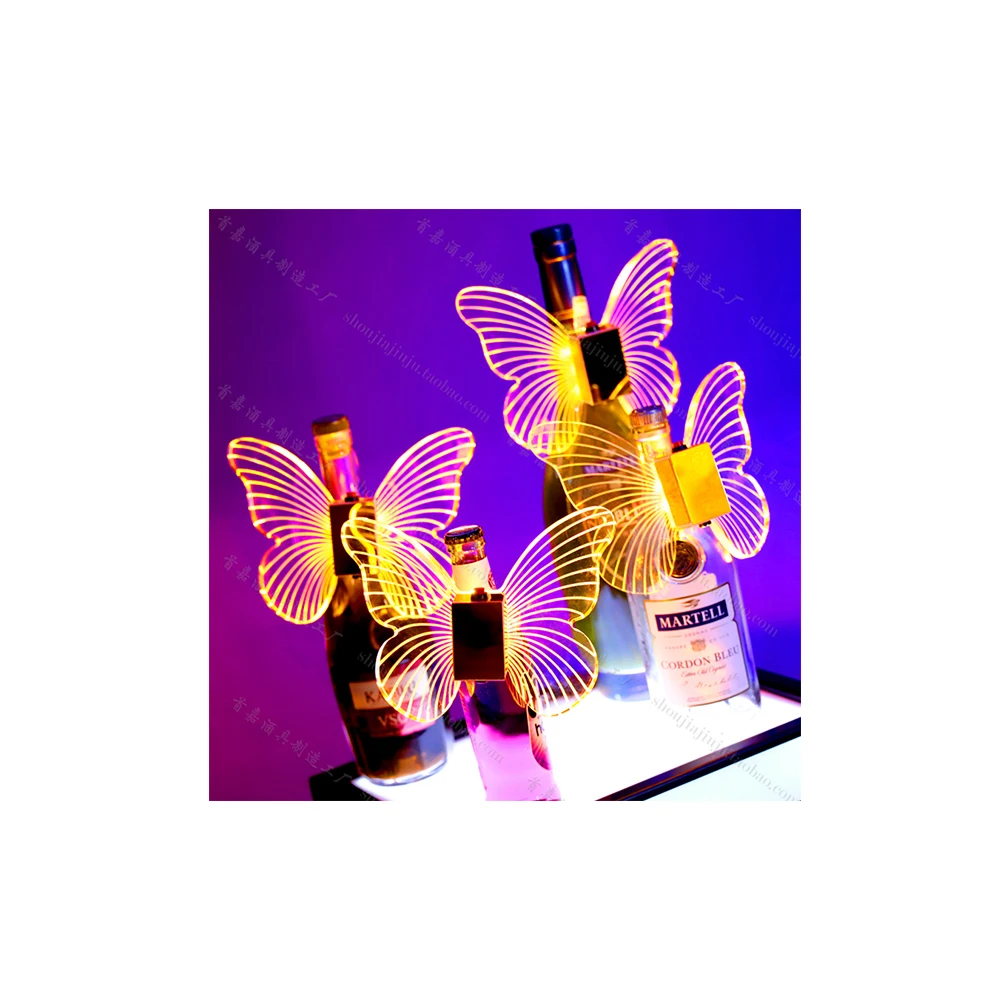 Rechargeable Strobe Baton Butterfly Flashing LED Champagne Wine Bottle Topper VIP Service Sparkler for Party Night club