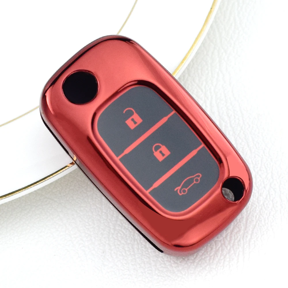 3 Buttons TPU Flip Folding Car Remote Key Case Shell for Renault Master Fluence Clio Megane Kangoo Modus Protector Keychain