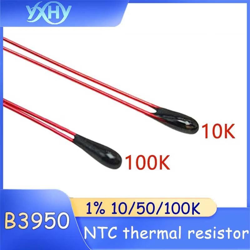 NTC thermistor 1% enameled wire small black head MF52B B value 3950 temperature sensor 10K 50K 100K