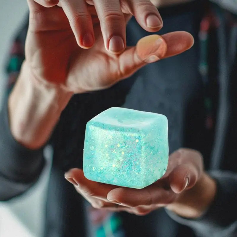 Cubo de juguete antiestrés para apretar, cubitos de hielo pequeños simulados, antiestrés, rebote lento, luz Polar, juguete de descompresión colorido para apretar