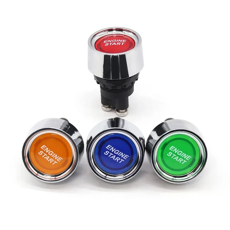 Car Engine Start Ignition Switch 12V 50A 3 Pin SPST Momentary Keyless Push Button Starter Switches ON OFF For Cars Marine RV 1PC